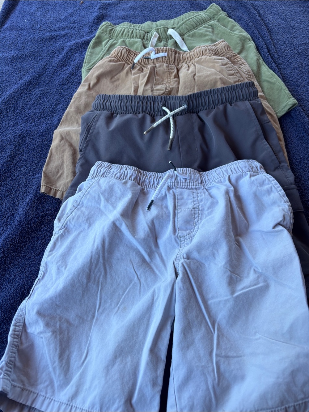Kids Elastic-Waist Pull-On Shorts - Light Blue, Charcoal, Tan, Olive